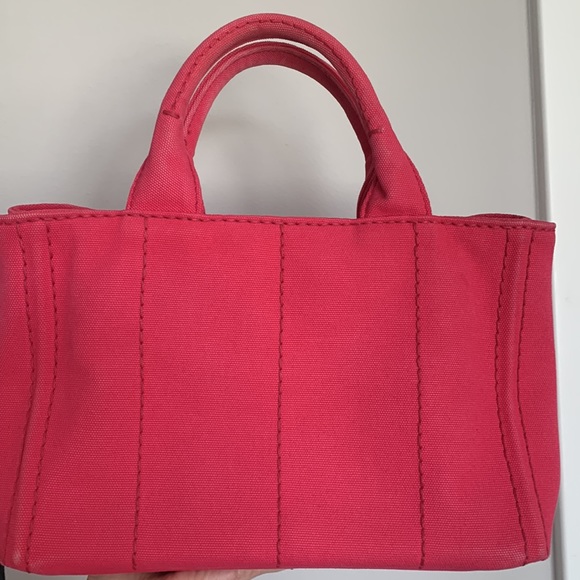 PRADA Pink Peonia Canapa Canvas Tote Bag - Picture 2 of 14